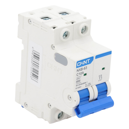 Pastilla para Riel Din, 2 Polos, 10 Amp, Vca:110/415v, 6kA, Catálogo: NXB632PC10.
