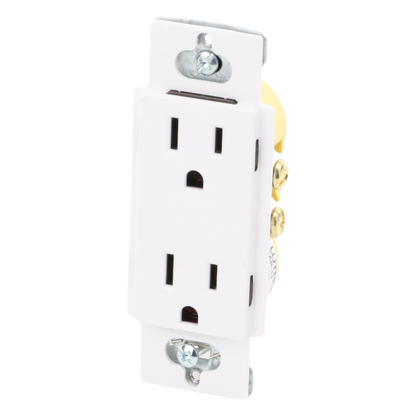 Tomacorriente dúplex Claro de 15 A, 125 V, estilo decorador de perfil delgado, color blanco