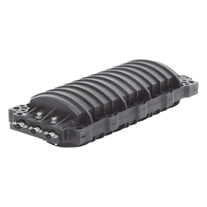 Caja de Distribución de Fibra Óptica Horizontal, hasta 96 Empalmes, Exterior IP68, 3 Puertos de Entrada y Salida