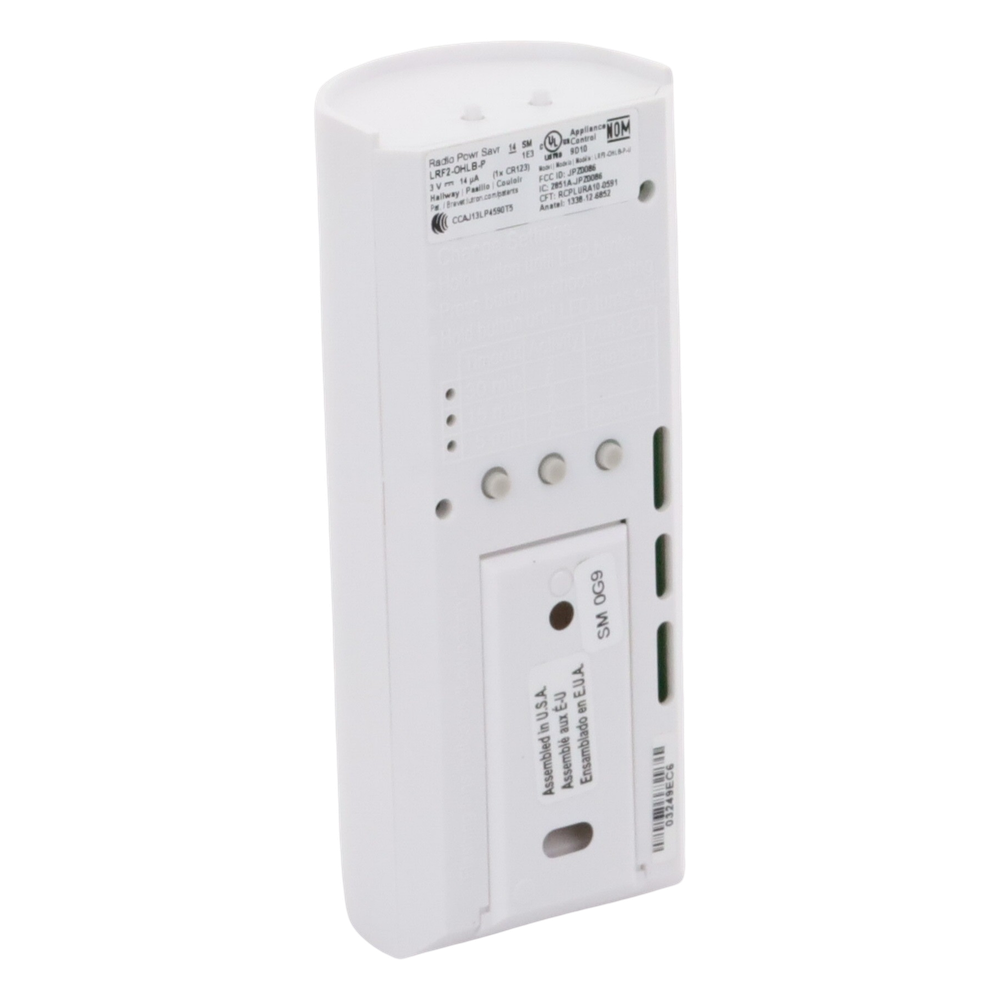 Sensor de ocupación y vacancia inalámbrico para pasillo, PIR de haz largo y angosto, cobertura hasta 45.7 m, a batería, compatible con RadioRA 2, RA2