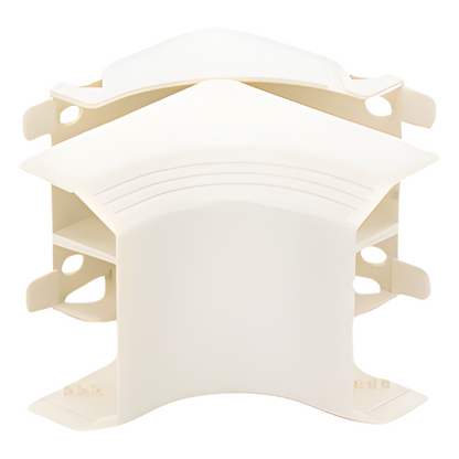 Esquinero interior, para uso con canaleta T45, Material PVC Rígido, Color Blanco Mate