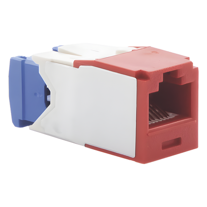 Conector Jack RJ45 Estilo TG, Mini-Com, Categoría 6A, de 8 Posiciones y 8 Cables, Color Rojo