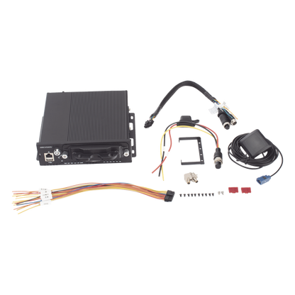 NVR Móvil Vehicular de 8 Canales / 4 PoE + 4 vía Switch / 2 Megapixel / H.265 / GPS + Sensor G / 2 Bahías HDD / RJ45 / Aluminio Industrial