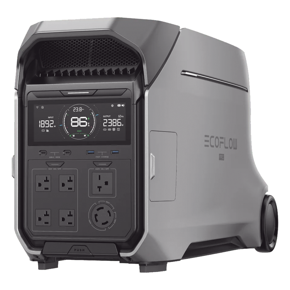 Estación de Energía Portátil DELTA PRO3 / 4096Wh Litio LFP / 5 AC 4000W (8000W Pico) / 2 USB-C 100W / Capacidad para Aumentar Respaldo / Cargador de