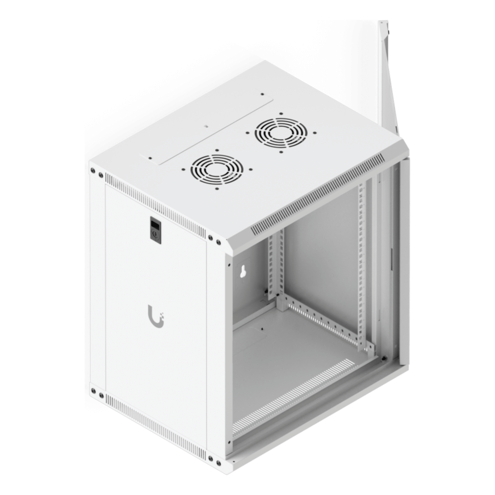 UACC Rack Cabinet 12U (550 x 450 mm) - Gabinete Cerrado para Montaje en Pared con Puerta de Vidrio Templado, Totalmente Ensamblado con Ventiladores