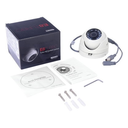 KIT TurboHD 1080p / DVR 8 Canales / 4 Cámaras Bala (exterior 2.8 mm) / 4 Cámaras Eyeball (exterior 2.8 mm) / Transceptores / Conectores / Fuente de
