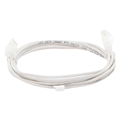 Cable de Parcheo Slim UTP Cat6 - 3 Metros (9.84 Pies) Blanco Diámetro Reducido (28 AWG)