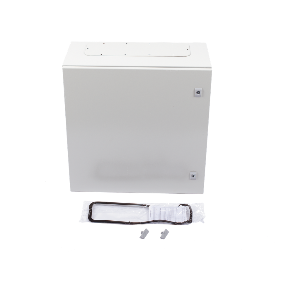 Gabinete de Acero IP66 Uso en Intemperie (600 x 600 x 300 mm) con Placa Trasera Interior Metálica y Compuerta Inferior Atornillable (Incluye Chapa y