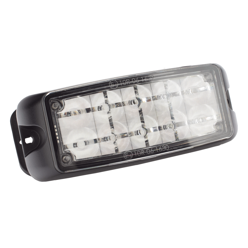 Luz de Advertencia de 10 LED, Rojo/Azul, 5x2 Pulgadas, Lente Transparente, Bisel Negro