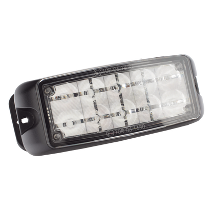 Luz de Advertencia de 10 LED, Rojo/Azul, 5x2 Pulgadas, Lente Transparente, Bisel Negro