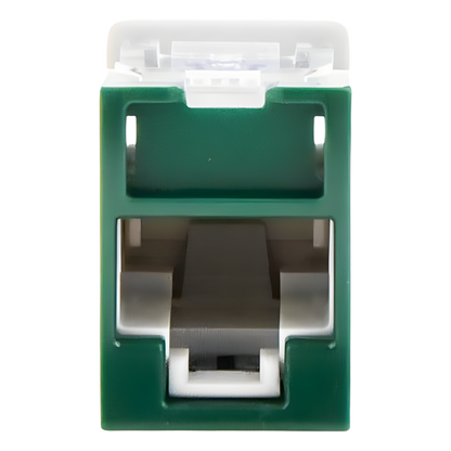 Jack Ultramax Cat6, UTP, Montaje Híbrido en Placa de Pared (Plano y Angulado), Color Verde, Punch Down