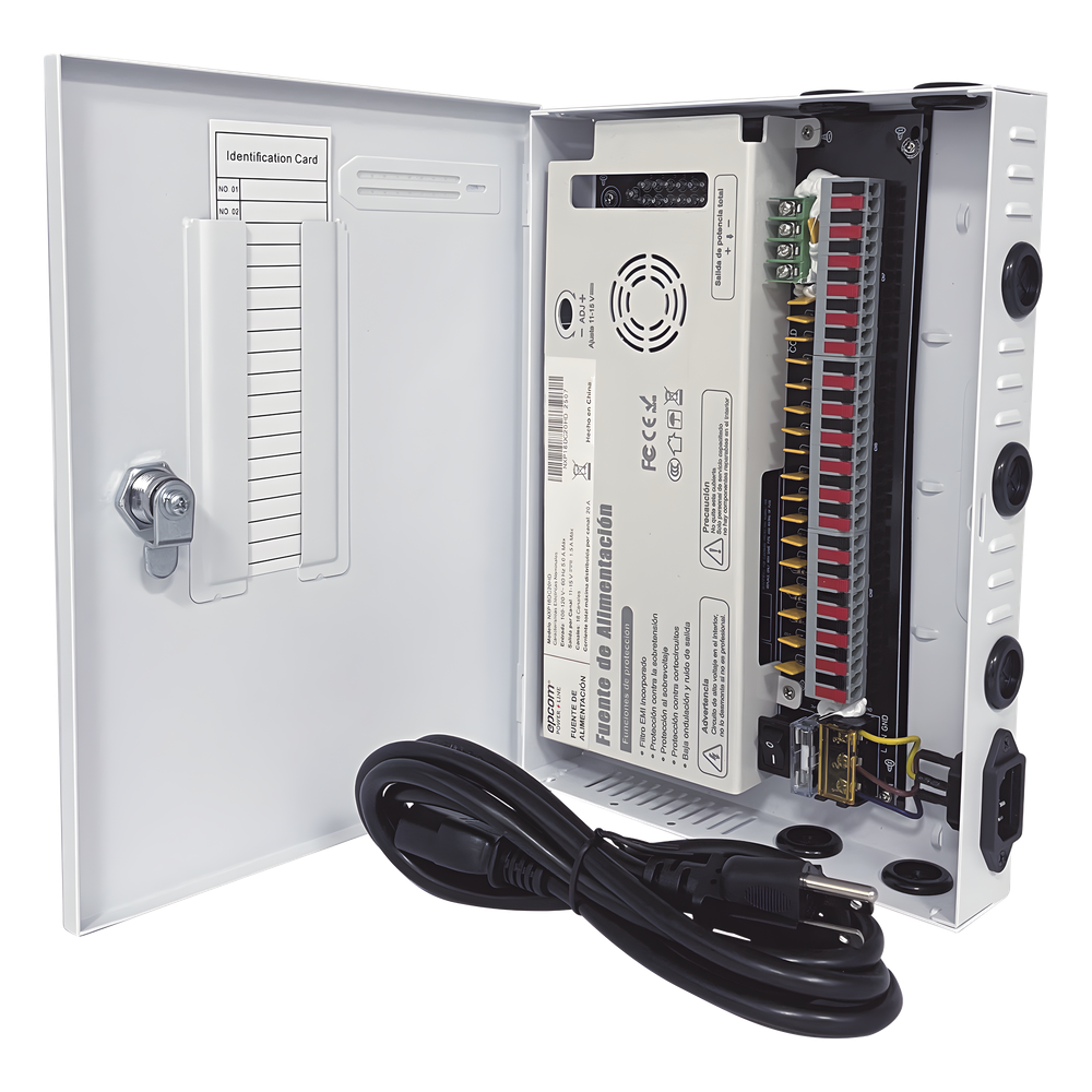 Fuente | 11-15 V | 18 canales | 20 A | Compatible con cámaras 4k | Alta tecnología en seguridad | Doble ventilador | Hasta 1.8 Amperes por Salida |