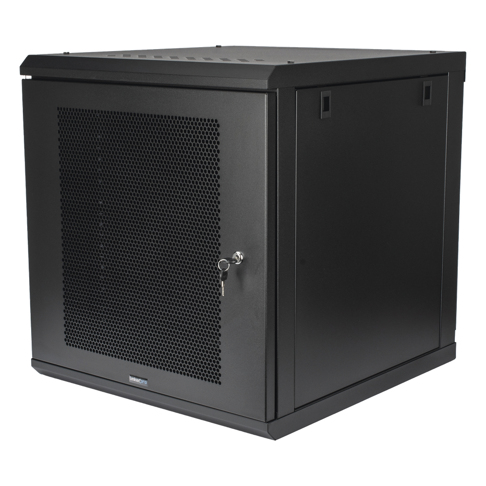 Gabinete de Pared con Puerta Perforada, 635mm de Profundidad, 12U Rack de 19 in, Acero Reforzado