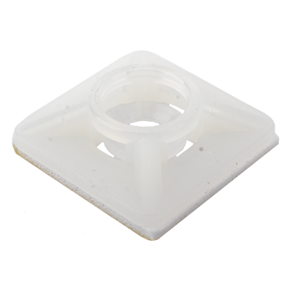 Base Autoadherible para Cinchos Práctica y Eficiente para la Organización y Fijación de Cables, Fabricada en Nylon Resistente y de Color Natural con