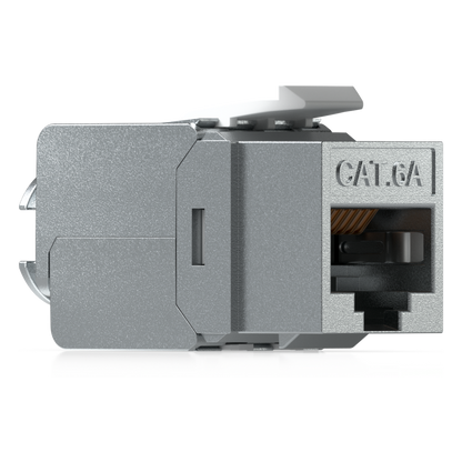 Keystone Jack Cat6A Tipo Toolless para Terminación sin Herramientas, Instalación Snap-In en Patch Panel, Paquete con 12 Piezas