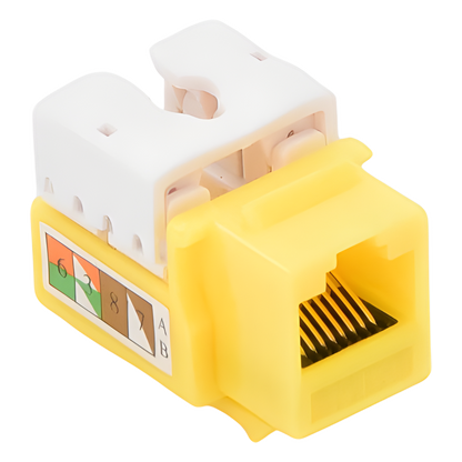 Módulo Jack Keystone Cat5e con Terminación 110 (Punchdown) para Faceplate - Color Amarillo