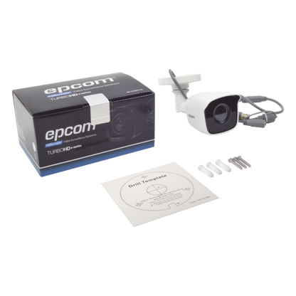 KIT TurboHD 1080p / DVR 8 Canales / 8 Cámaras Bala (exterior 2.8 mm) / Transceptores / Conectores / Fuente de Poder Profesional hasta 15 Vcc para