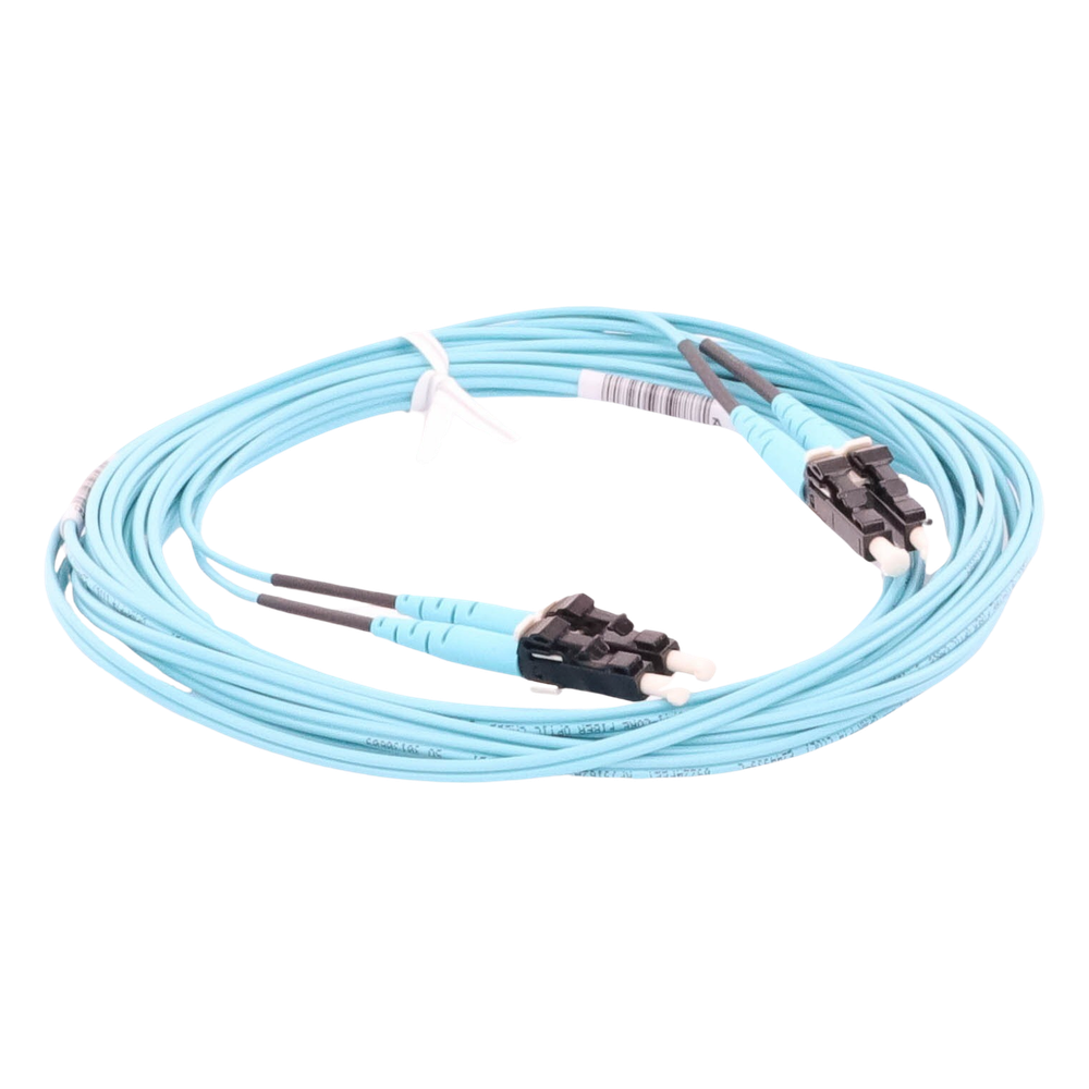 Jumper de Fibra Optica Multimodo 50/125 OM3, LC-LC Duplex, OFNR (Riser), Color Aqua, 5 Metros (16.40 Pies)