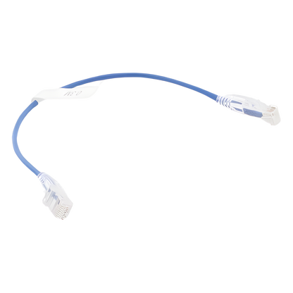 Cable de Parcheo Slim UTP Cat6 - 30 cm (11.81 Pulgadas) Azul Diámetro Reducido (28 AWG)