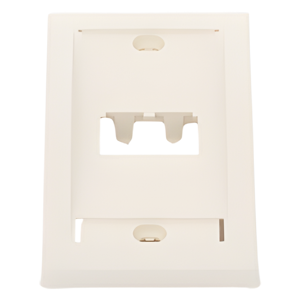 Placa de Pared Vertical Ejecutiva, Salida Para 2 Puertos Mini-Com, Con Espacios Para Etiquetas, Color Blanco Mate