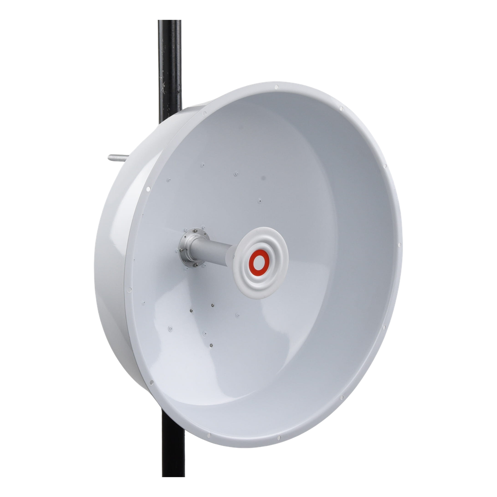 Antena direccional de alta resistencia, Ganancia 30 dBi, (4.9 -6.4 GHz), Plato hondo para mayor inmunidad al ruido, Conectores N-Hembra, Montaje