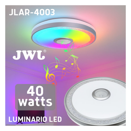 Luminario LED RGB de 40W / 3000 Lúmenes / Bocina con Bluetooth Integrada / Voltaje 85-265V / Temperatura Cálida, Neutra ó Fría / App iLink.