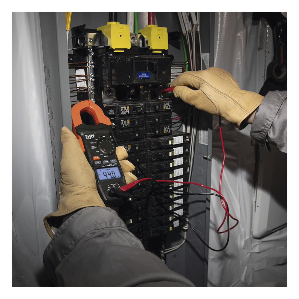 Kit de Amperímetro de Gancho (400A CA) con Probador de Fase y Divisor (para medir corriente sin cortar el cable).