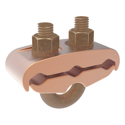 Conector Mecánico para 3 Cables para Calibre 2/0 AWG - 250 KCMIL a Tubería de 3/8" o Varilla 5/8" - 3/4".