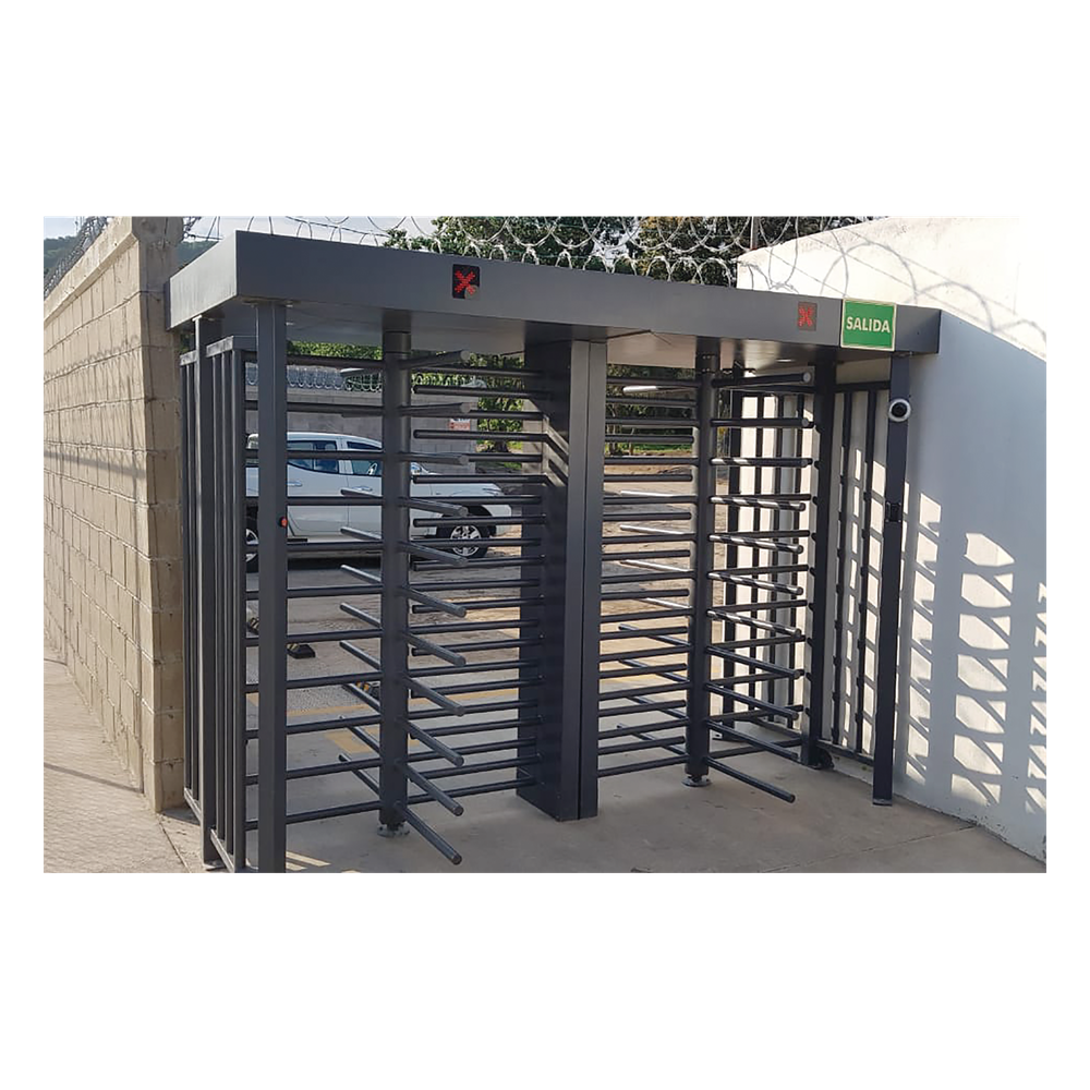 Torniquete Doble / Cuerpo Completo / Interior/Exterior / 100% Acero con Pintura Gris / EJE CENTRAL con Pintura Gris / Acabado de Lujo / Alto Tráfico