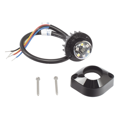 Estrobo Oculto de 6 LED, Ambar/Blanco, Lente Transparente, Bisel Negro