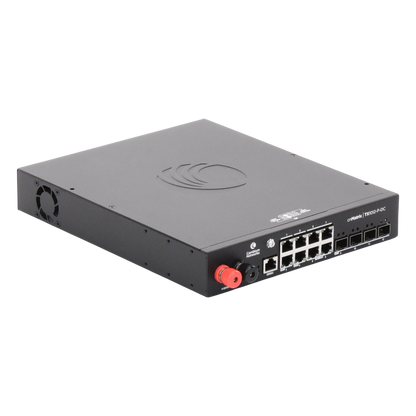 Switch cnMatrix WISP TX1012-DC-P de 8 puertos PoE y 4 SFP+, 170 W PoE Budget, Capa 2, gestión cnMaestro On-Premises, para corriente directa