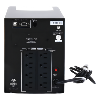 UPS de 1500 VA/1500 W, Topología Línea Interactiva, Entrada 120 Vca NEMA 5-15P, Onda Senoidal Pura, Mini Torre, Con 8 Tomas NEMA 5-15R