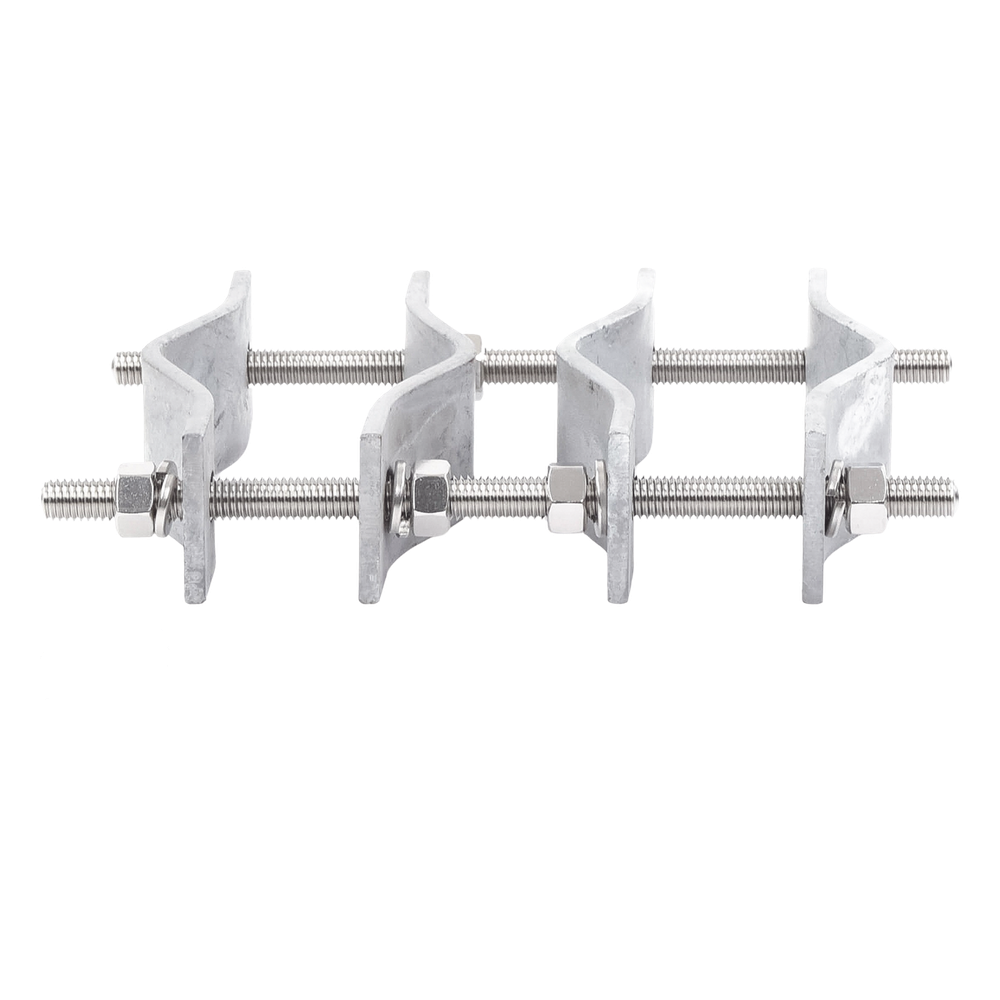 Juego de Dos Abrazaderas Dobles para Mástiles de 3.8 a 8.9 cm, con Separación entre centros de 12 cm