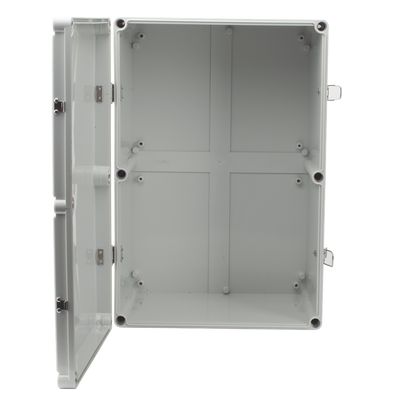Gabinete Plástico para Exterior (IP65) de 560 X 380 x 265 mm Cierre por broche.