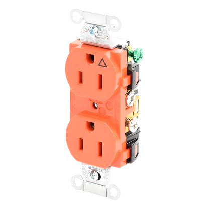 Contacto Dúplex Conexión a Tierra Aislada/ 15A 125V/ 2 polos 3 Hilos/ Nema 5-15R /Grado Comercial/ Color Naranja.