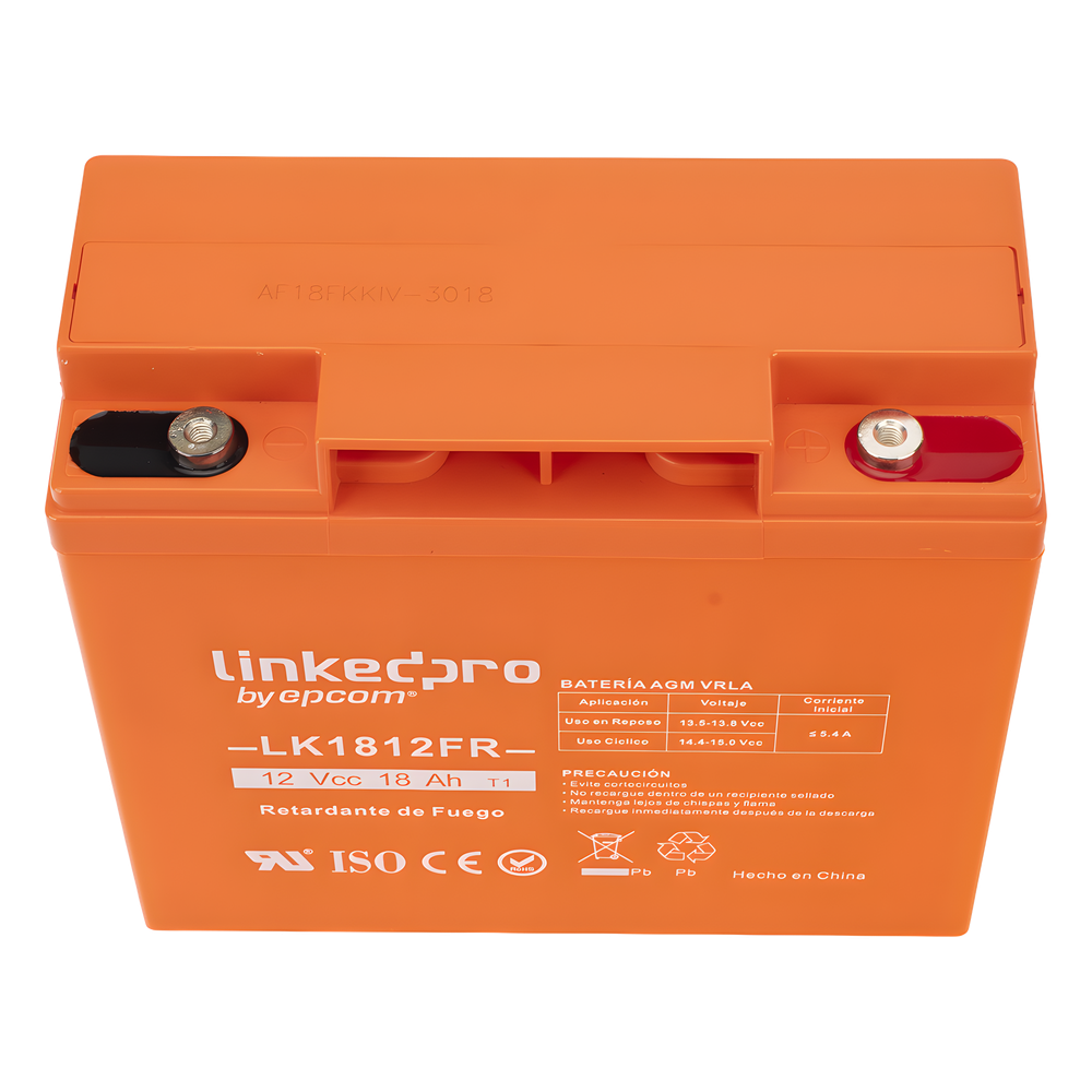 Batería de respaldo 12 V | 18 Ah | AGM | Certificada UL94-V0 Retardante a la Flama | Especial para Seguridad Electrónica | UPS | Sistemas de