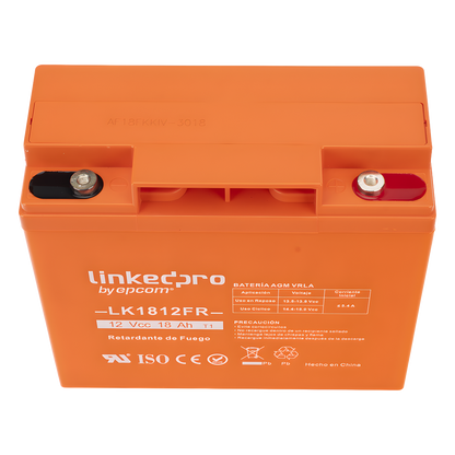 Batería de respaldo 12 V | 18 Ah | AGM | Certificada UL94-V0 Retardante a la Flama | Especial para Seguridad Electrónica | UPS | Sistemas de