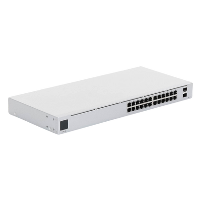 Switch UniFi Capa 2 / 24 Puertos Gigabit / 16 Puertos PoE+ 802.3af/at / 95W Total / 2 Puertos SFP 1G / Pantalla LCM / Sin Ventilador