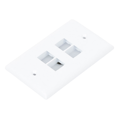 Placa de Pared Vertical, Salida Para 4 Puertos Keystone, Color Blanco