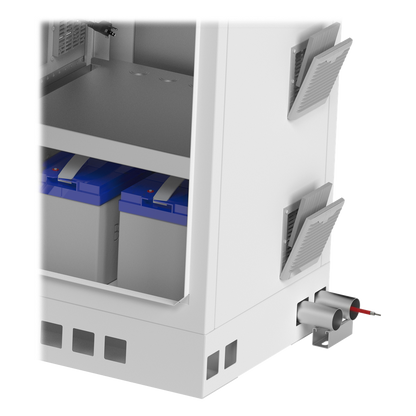 Gabinete de Piso para Exterior con Ventiladores y Termostato con Rack de 19" de 16 U + Espacio para Baterías, Se envía el Gabinete Armado.