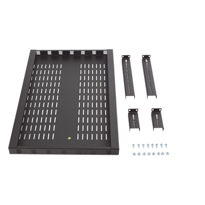 Charola Ventilada para Soportar Equipos en Rack, Profundidad Ajustable de 495 a 965 mm, 1U, Color Negro
