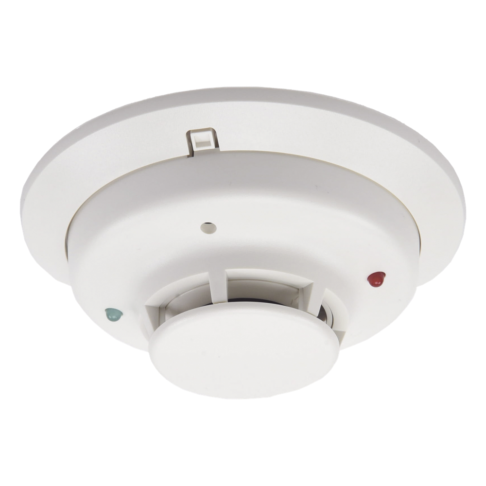 Detector fotoeléctrico de humo convencional de 2 hilos con LED bicolor y compensación automática de sensibilidad