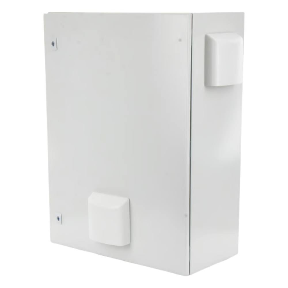 Gabinete Ventilado de Acero IP55 Uso en Exterior (600 x 800 x 300 mm) con Placa Trasera Interior Metálica y Compuerta Inferior Atornillable. Incluye