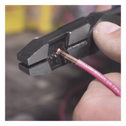 Pinza Híbrida con Ponchadora de 8". Pela Cable Sólido de 10-14 AWG y Cable Trenzado de 12-16 AWG