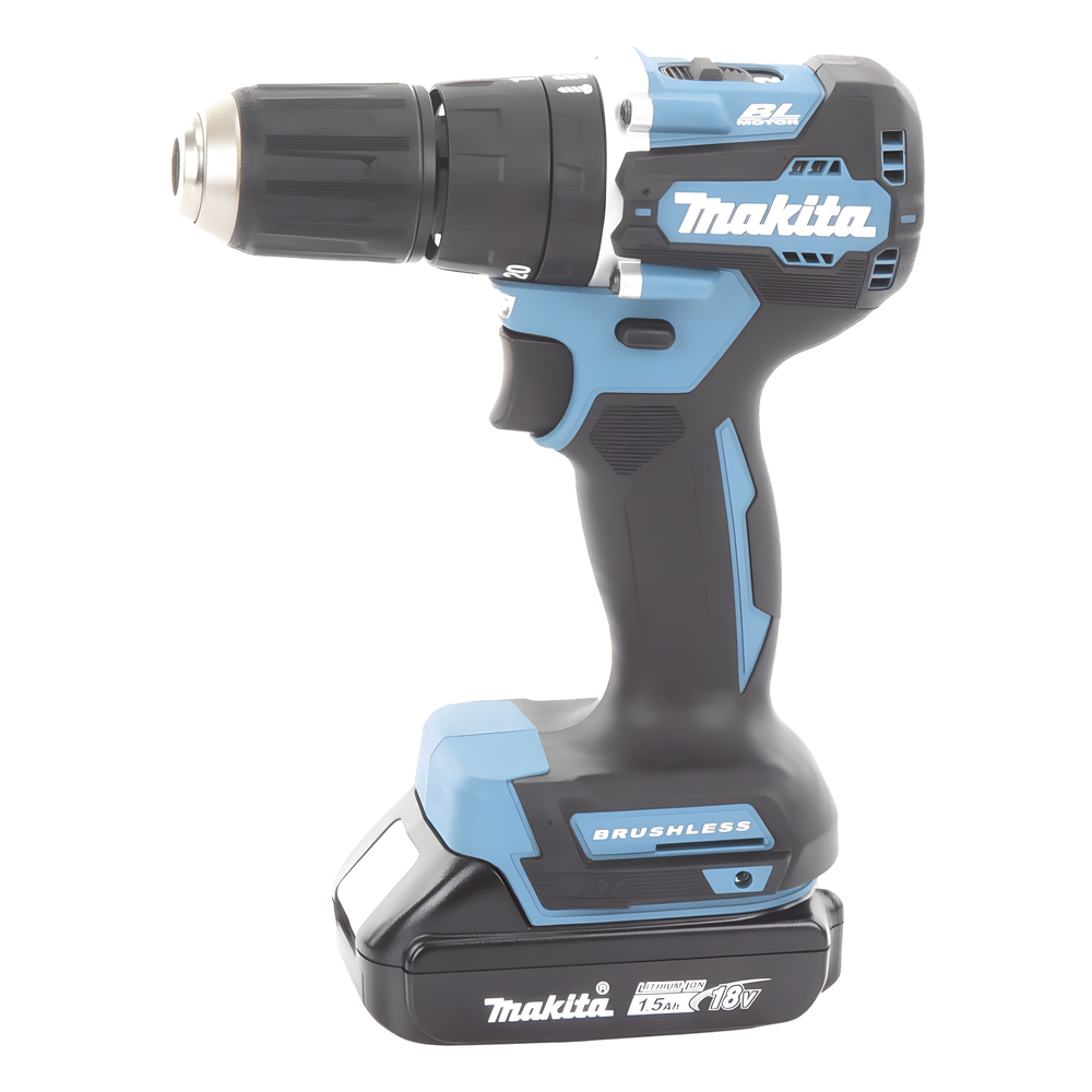 Rotomartillo/Taladro Inalámbrico SIN CARBONES, Broquero de 1/2", 1,700 RPM, 18V, Torque: 42 N.m C/2 Bat. (1.5Ah) y Cargador.