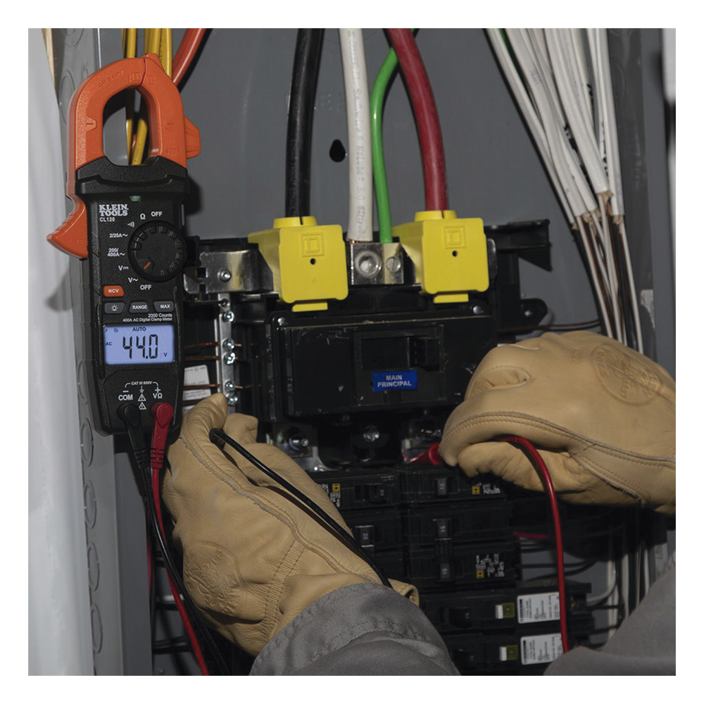 Kit de Amperímetro de Gancho (400A CA) con Probador de Fase y Divisor (para medir corriente sin cortar el cable).