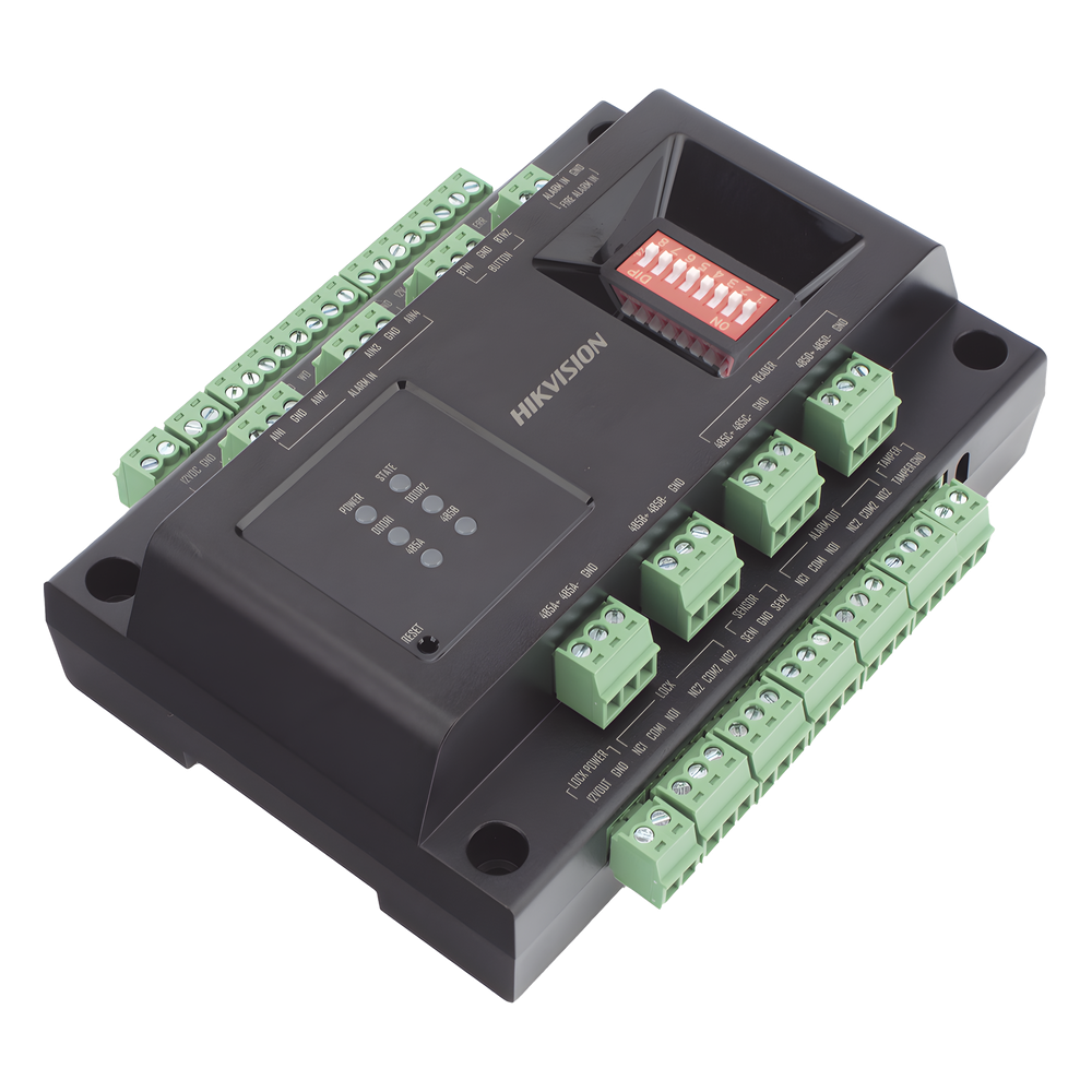 Expansor de 2 Puertas para Paneles de Control de Acceso DS-K27 Series / Comunicación RS-485 / 4 Entradas y 2 Salidas Auxiliares