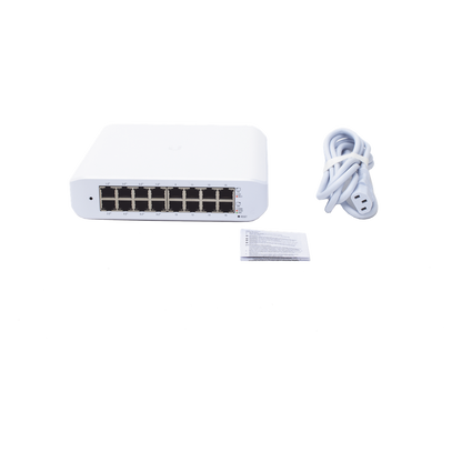 Switch UniFi Lite Administrable PoE de 16 Puertos 10/100/1000 Mbps (8 puertos 802.3af/at), 45 W