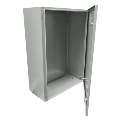 Gabinete de Acero IP66 Uso en Intemperie (500 x 700 x 250 mm) con Placa Trasera Interior Metálica y Compuerta Inferior Atornillable (Incluye Chapa y