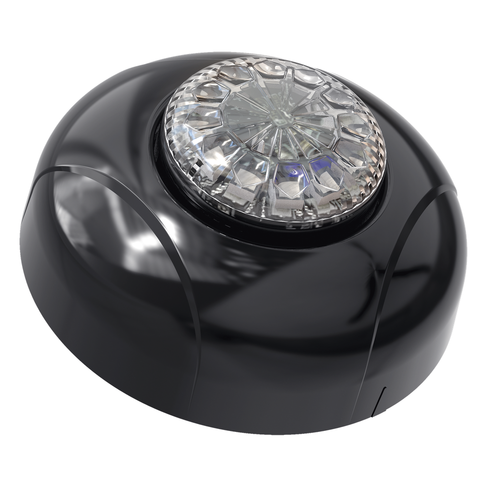 Estrobo Oculto de 12 LED, Rojo/Azul, Lente Transparente, Bisel Negro